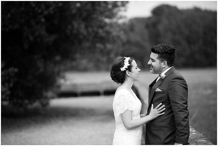 Bride and groom portraits at Prestwold Hall in the grounds