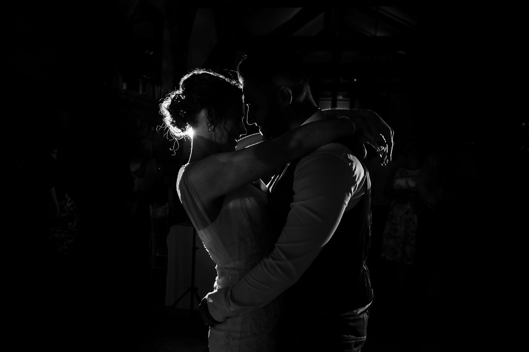rustic farm wedding photography - first dance sillhouette