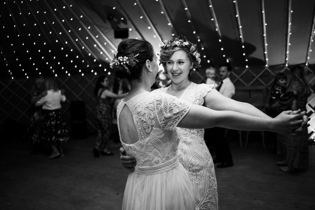 Brides dancing