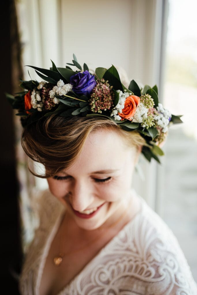Close up of Alex with her flower crown