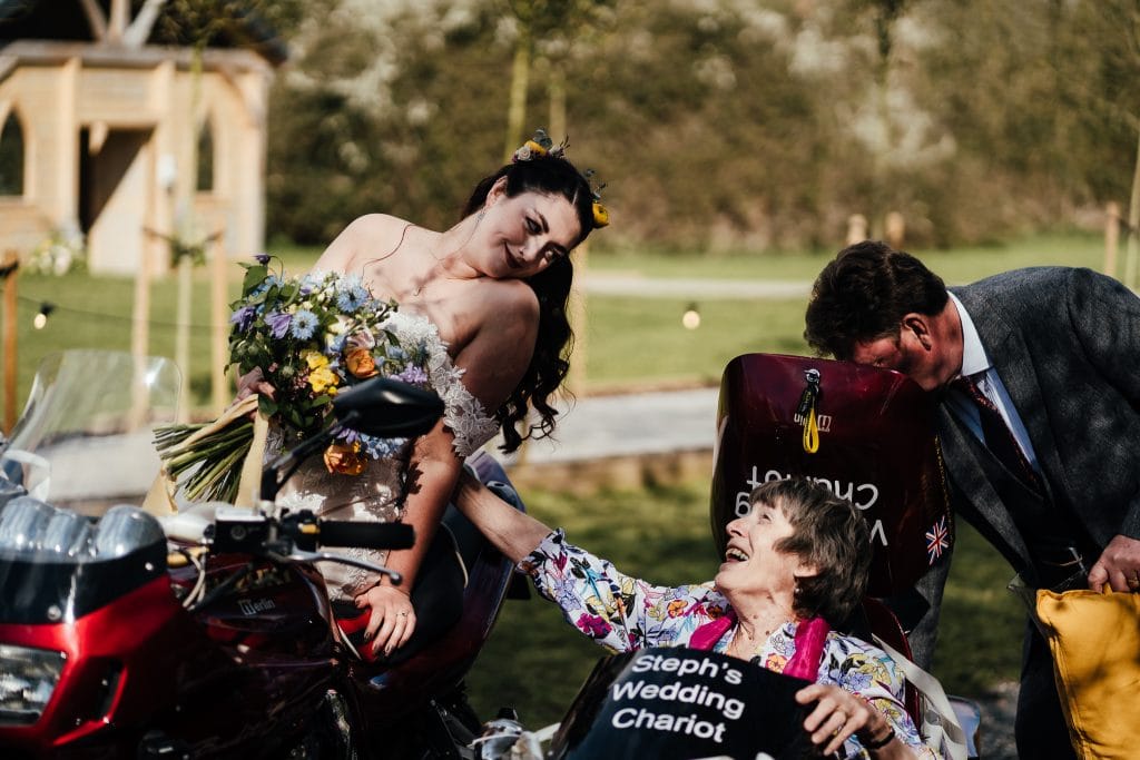 Bride on motorbike
