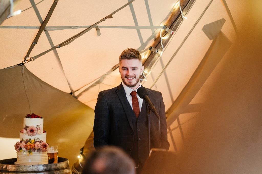 Best man speech at the Hidden Hive tipi