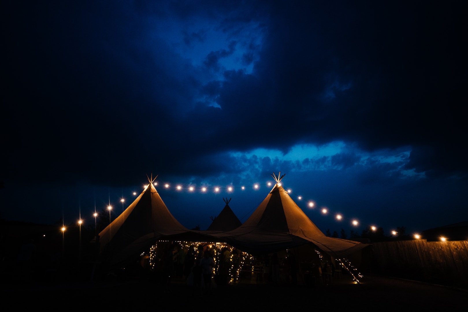 Nottingham wedding venue - Inkersall Grange Farm at night