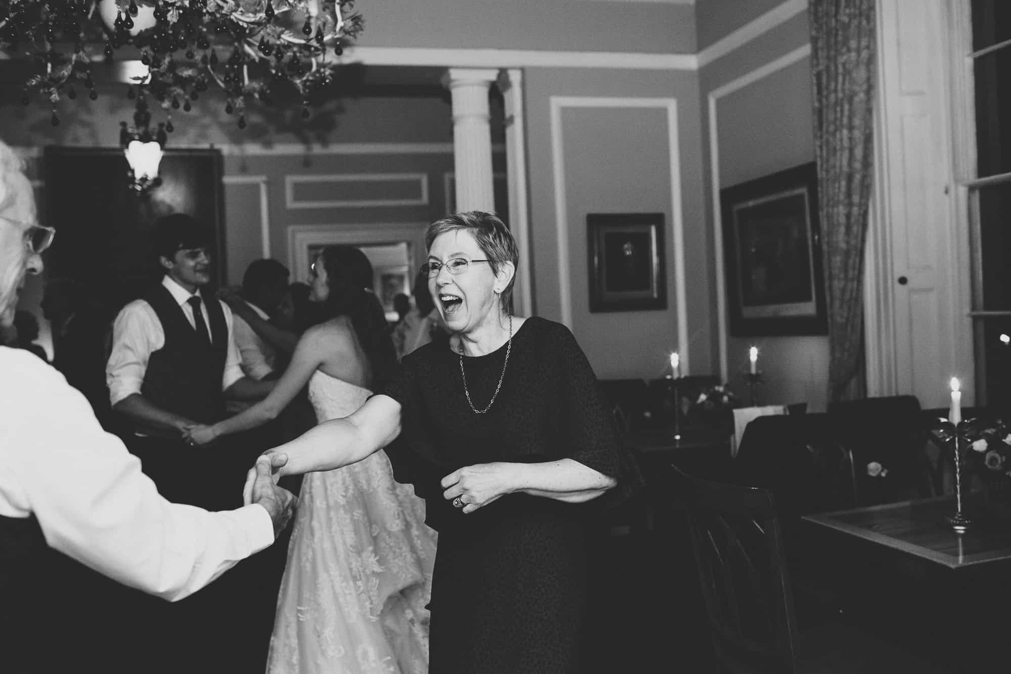 wedding at Langar Hall - guests dancing