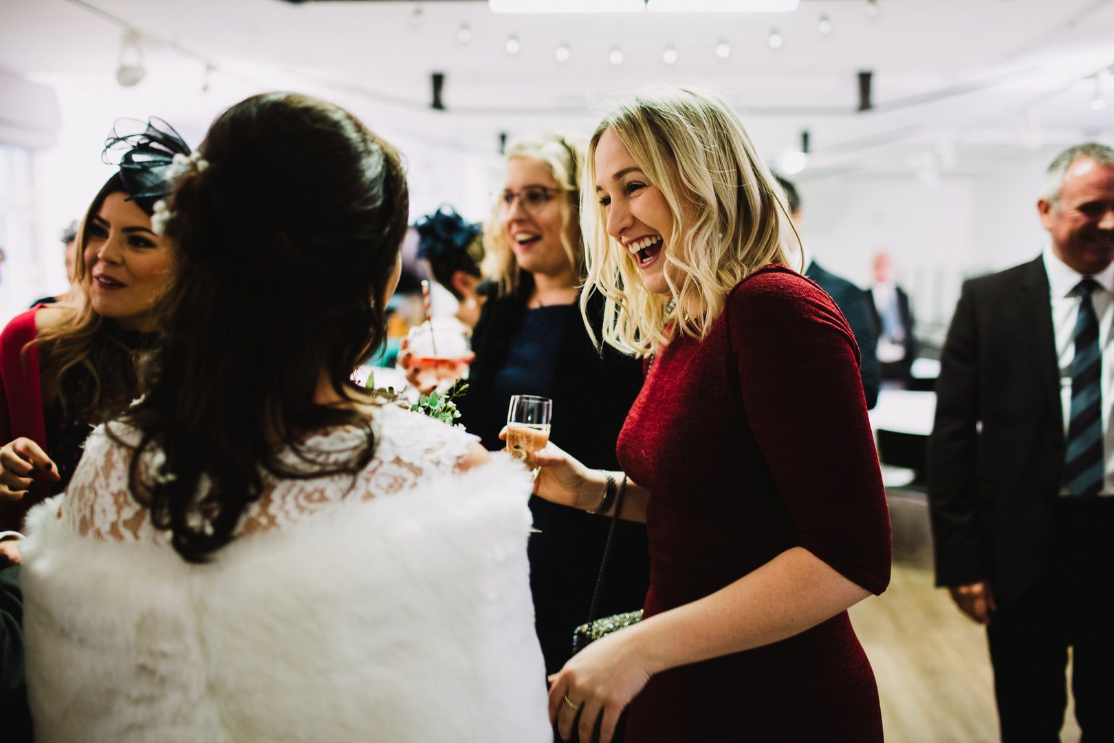 laughing with guests