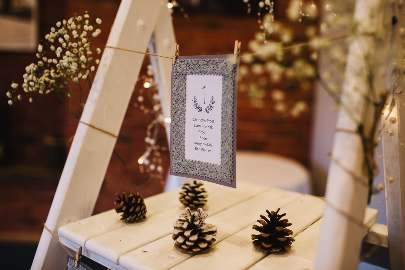 wedding photography at Rufford Mill - Christmas fir cones
