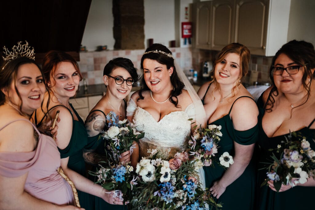 Bride and bridesmaids