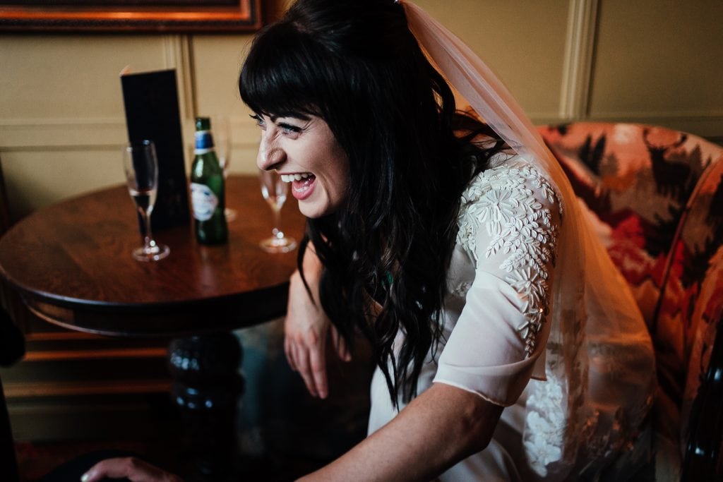 Bride laughing at The Cosy Club Nottingham
