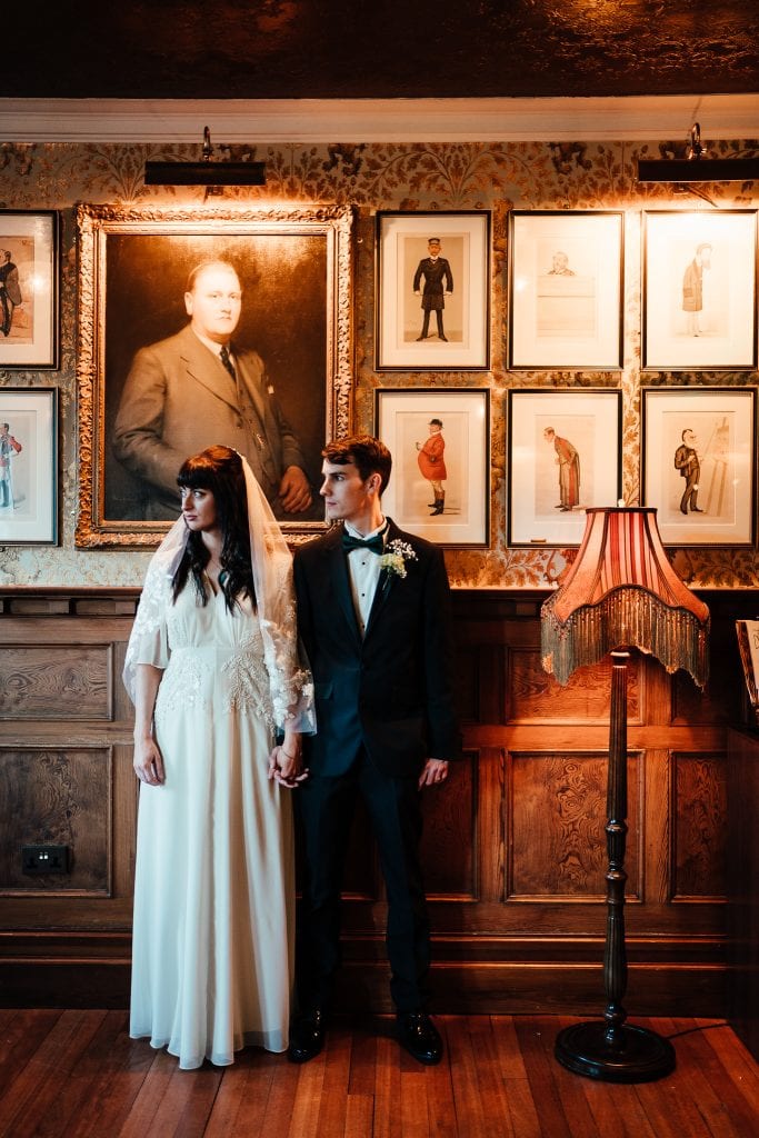 Bride and groom. Vintage portrait at The Cosy Club Nottingham
