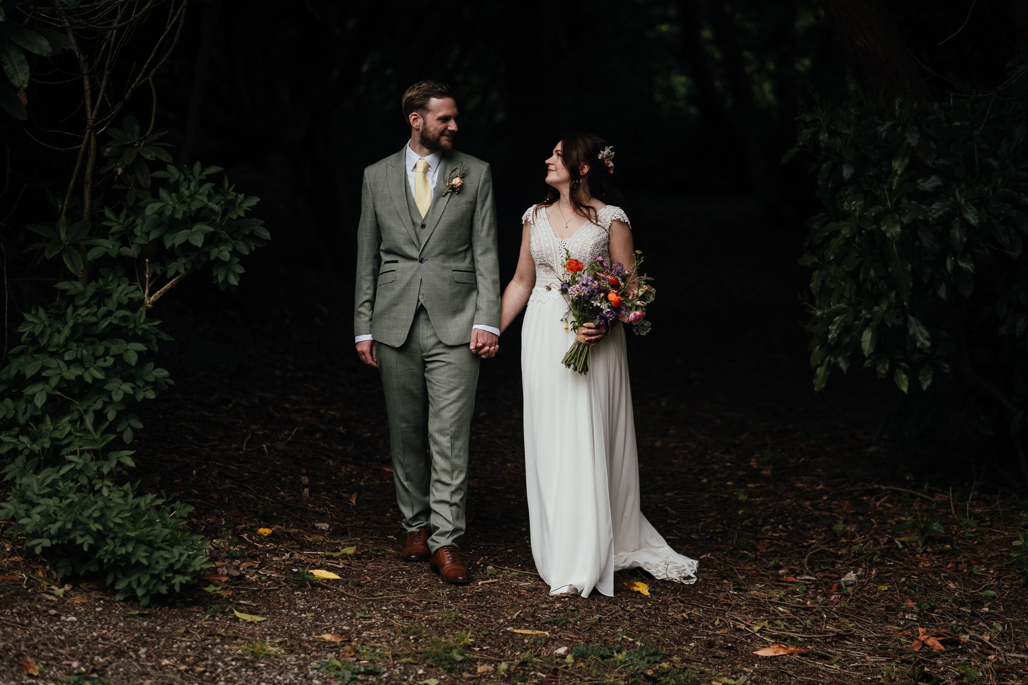 Hargate hall Wedding Photographer - Bride and Groom portrait in the grounds of Hargate Hall.